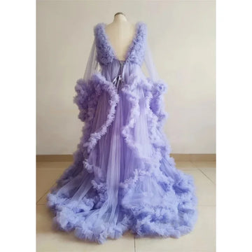 MQTIME  -  Orange Long Sleeve Maternity Dress/ Ruffle Tulle Dress Photo Shoot Dress//Corset Back Baby shower Dress//Custom Color